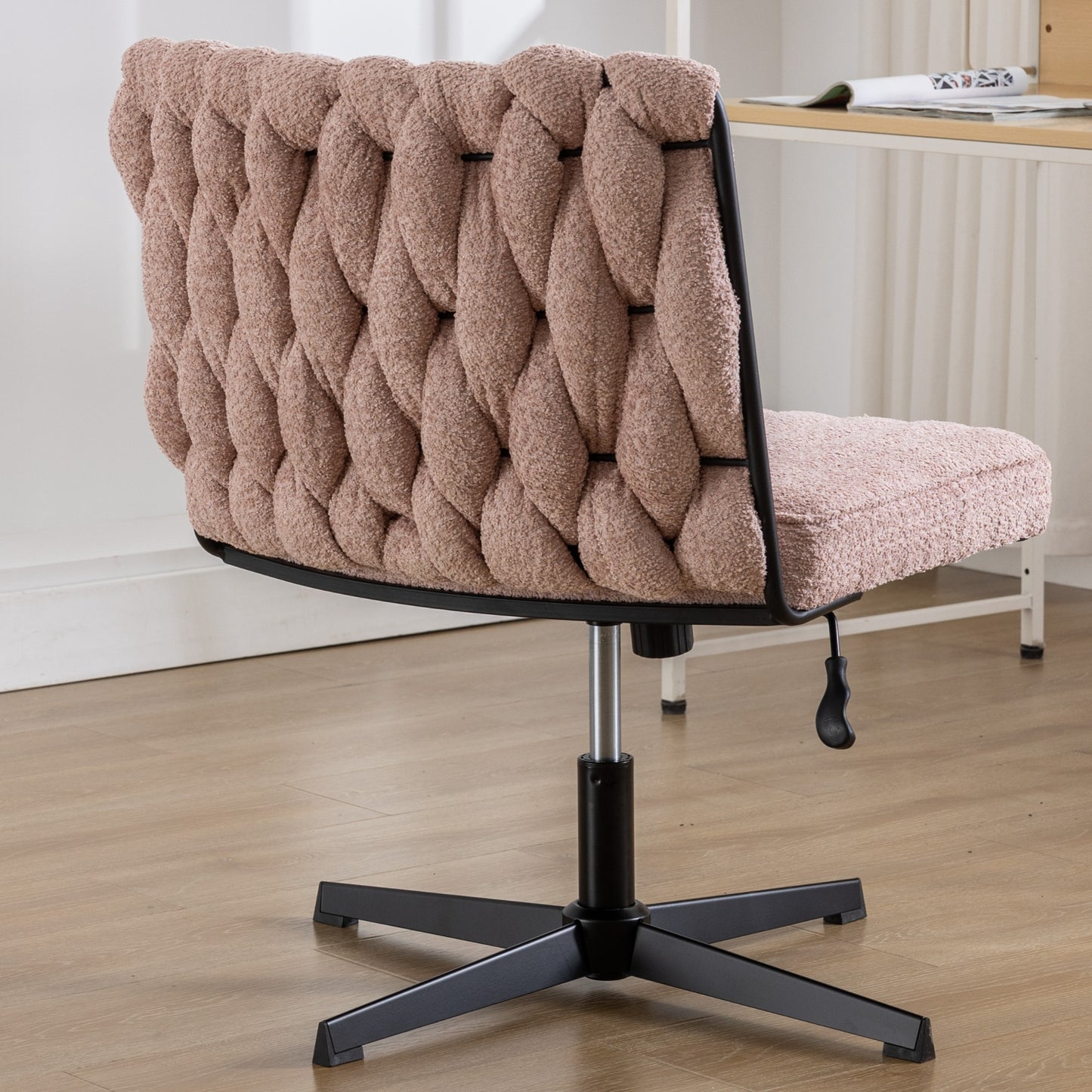 Armless Office Desk Chair No Wheels PINK