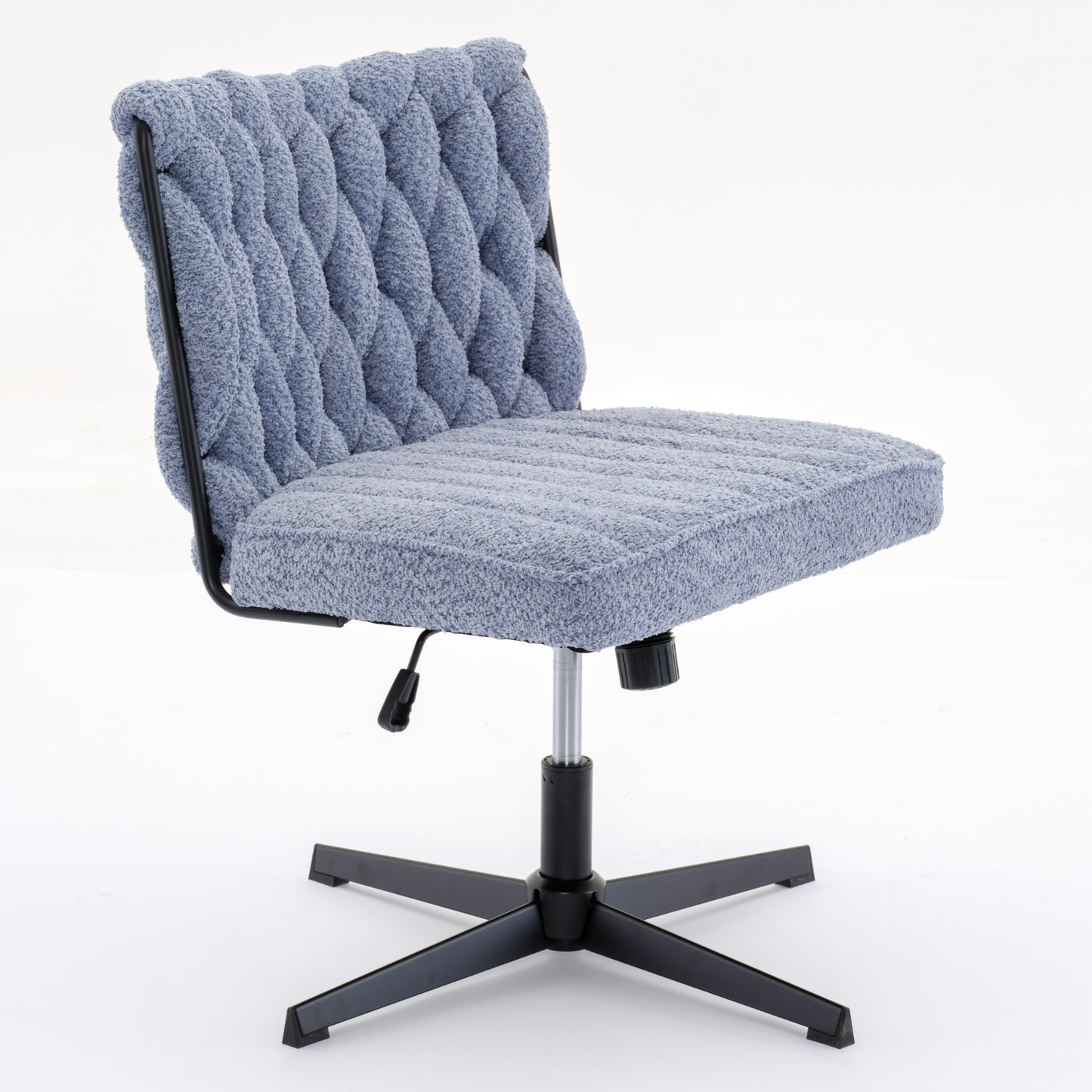 Armless Office Desk Chair No Wheels BLUE