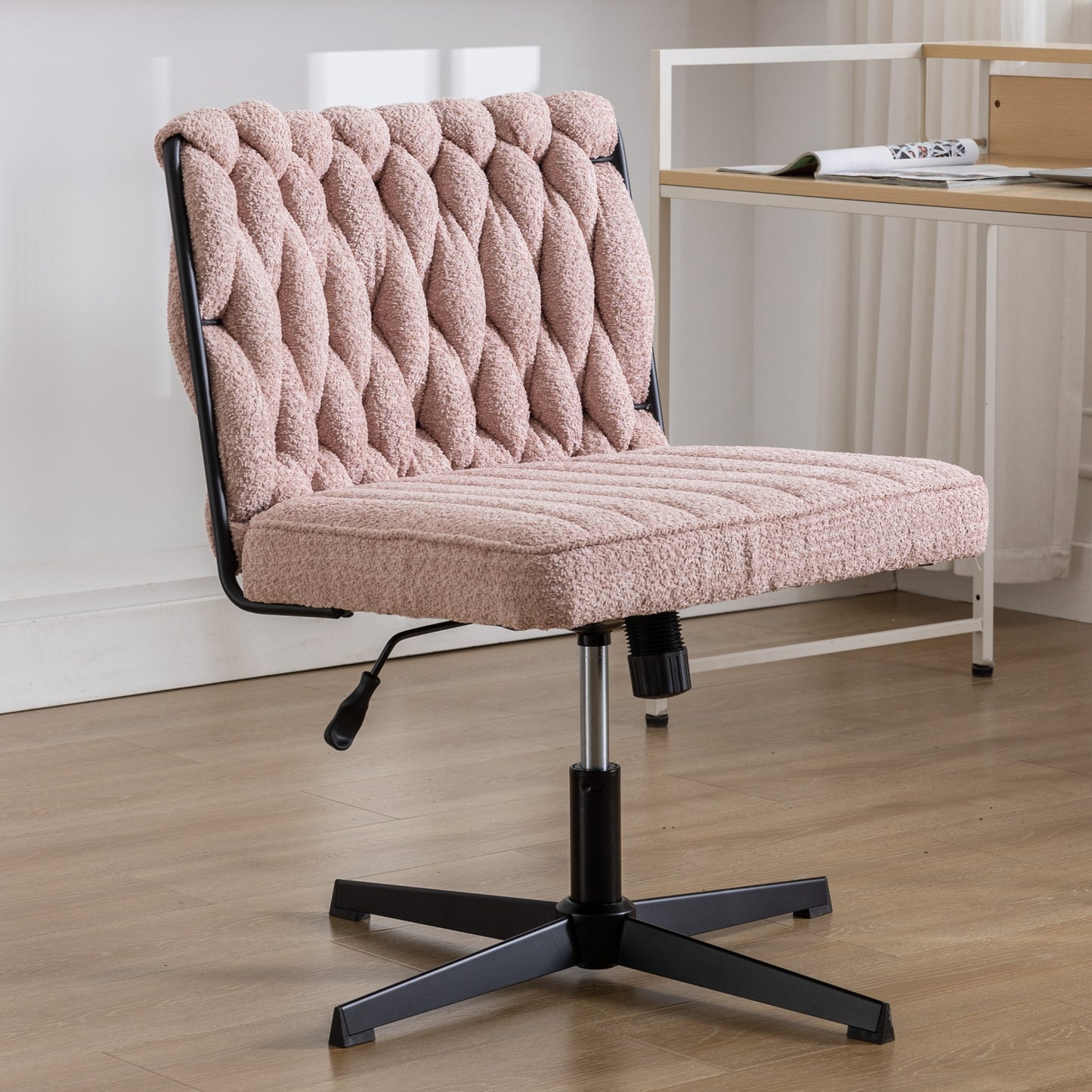 Armless Office Desk Chair No Wheels PINK